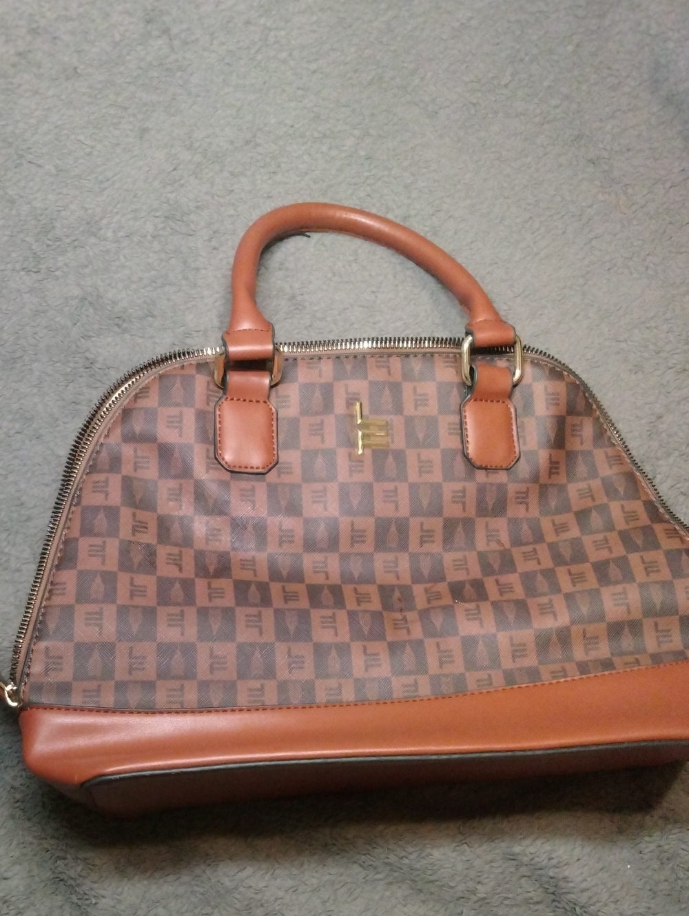 Brown Monogram Dome Satchel - Unbranded